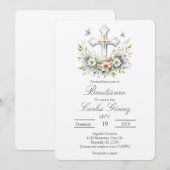 Invitation de baptême en espagnol avec croix (Devant / Derrière)