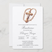 Invitation de baptême en espagnol avec crucifix (Devant)