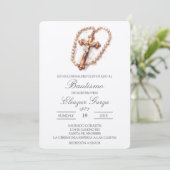 Invitation de baptême en espagnol avec crucifix (Debout devant)