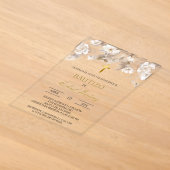 Invitation de baptême espagnol floral blanc beige (Poser)