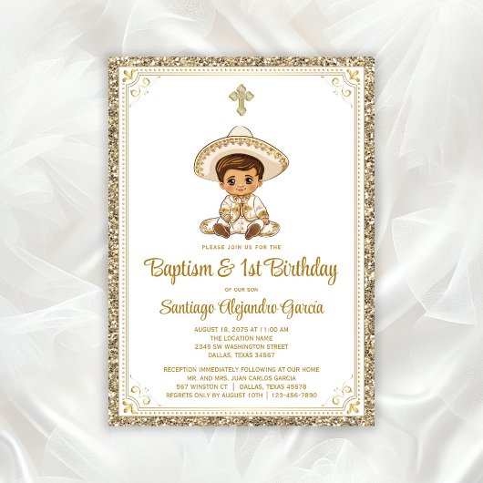 Invitation de baptême et d'anniversaire Charro en