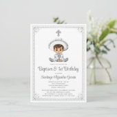 Invitation de baptême et d'anniversaire pour bébé (Debout devant)