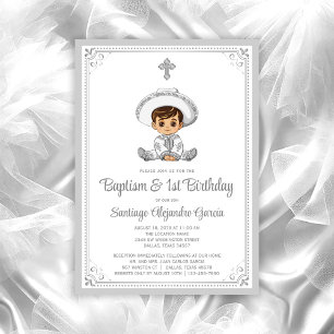 Invitation de baptême et d'anniversaire pour bébé
