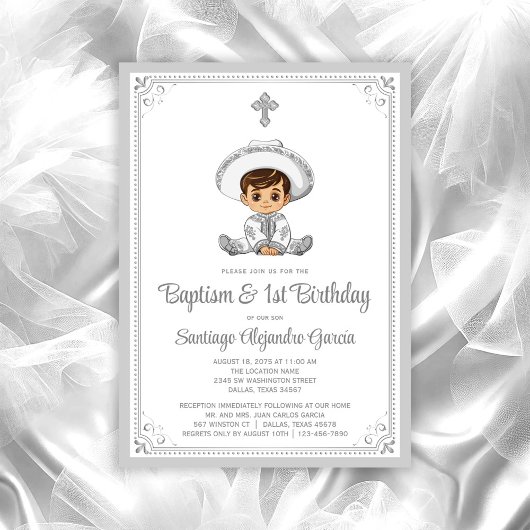 Invitation de baptême et d'anniversaire pour bébé