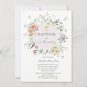 Invitation de baptême et de premier anniversaire d