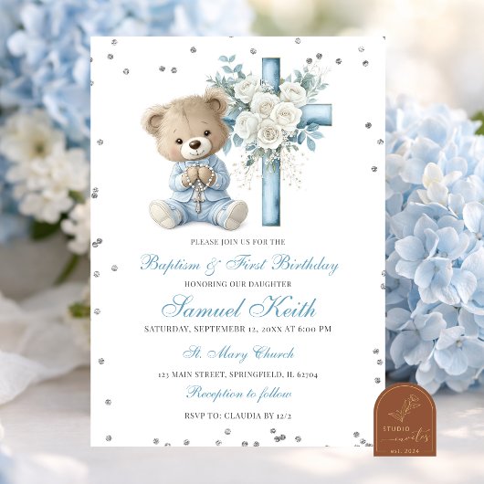 Invitation de baptême et de premier anniversaire d