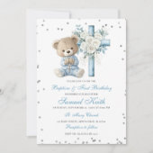 Invitation de baptême et de premier anniversaire d (Devant)