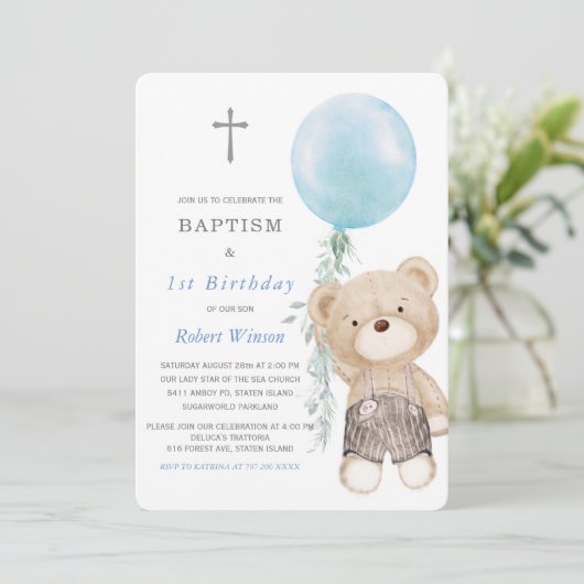 Invitation de baptême et de premier anniversaire g (Debout devant)