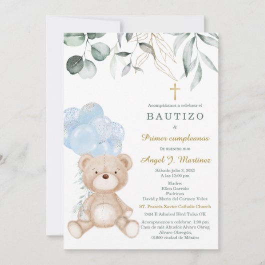 Invitation de Baptême et Premier Anniversaire (Devant)
