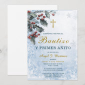Invitation de Baptême et Premier Anniversaire (Devant / Derrière)