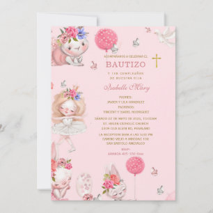 Invitation De Baptême et Premier Anniversaire Pour Fille 