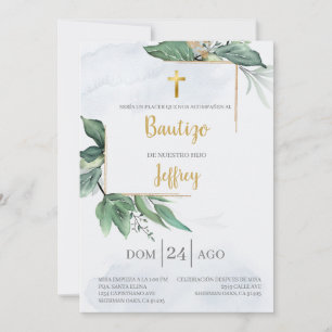 Invitation de baptême Eucalyptus