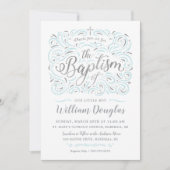 Invitation de baptême Faux Silver Boy (Devant)