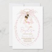 Invitation de baptême fille perles rose (Devant)