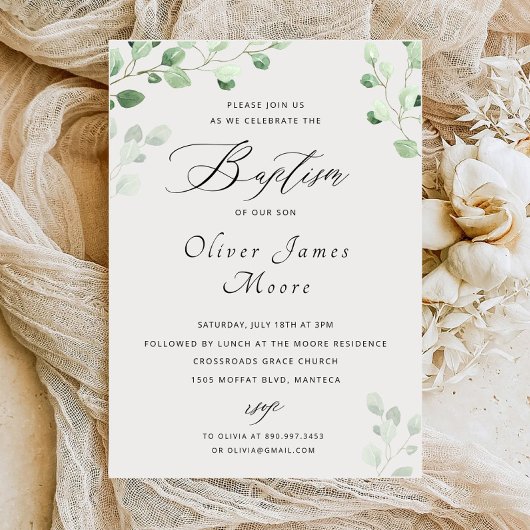 Invitation de Baptême Floral