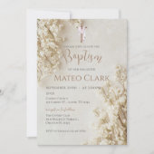 Invitation de baptême floral bohème (Devant)