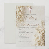 Invitation de baptême floral bohème (Devant / Derrière)