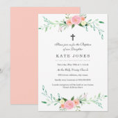 Invitation de baptême floral doux (Devant / Derrière)