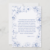 Invitation de baptême florale bleue traditionnelle (Dos)
