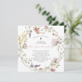 Invitation de baptême florale de printemps-été à f (Debout devant)