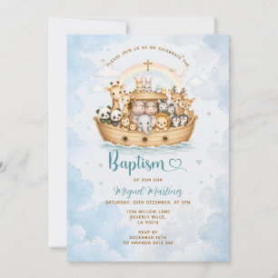Invitation de baptême garçon Arche de Noé