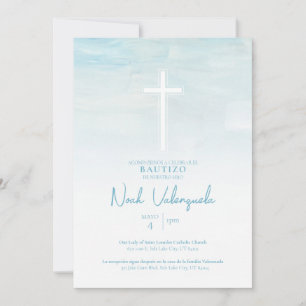 Invitation de Baptême Garçon Bleu