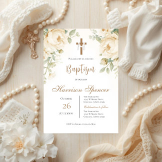 Invitation de baptême garçon bohème