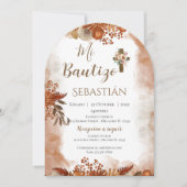 Invitation de baptême garçon en espagnol Boho (Devant)