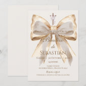 Invitation de baptême garçon en espagnol Boho (Devant / Derrière)