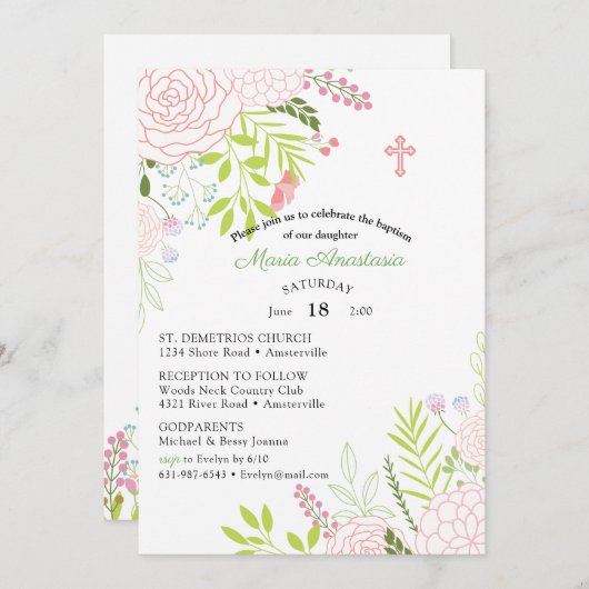 Invitation de baptême Maria (Devant / Derrière)