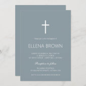 Invitation de baptême minimaliste bleu (Devant / Derrière)