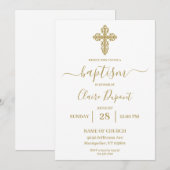 Invitation de baptême minimaliste en or espagnol (Devant / Derrière)