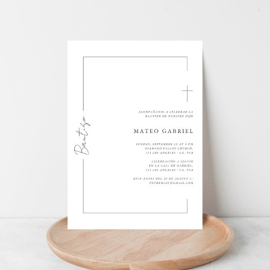 Invitation de baptême moderne en espagnol avec écr
