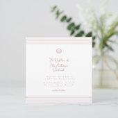 Invitation de baptême moderne rose blanc (Debout devant)