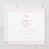 Invitation de baptême moderne rose blanc (Devant)