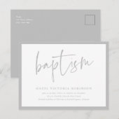 Invitation de baptême moderne script (Devant / Derrière)