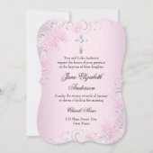 Invitation de baptême Papillon Tourbillon Rose & C (Devant)