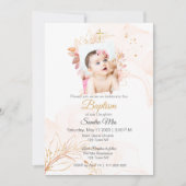 Invitation de baptême Pêche Dorée (Devant)