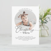 Invitation de baptême photo ronde (Debout devant)