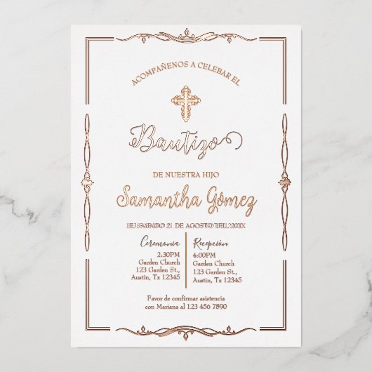 Invitation de baptême pour fille (Recto)