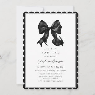 Invitation de baptême pour fille au nœud noir