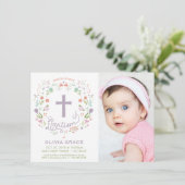 Invitation de baptême pour fille - Photo, Custom,  (Debout devant)