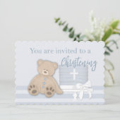 Invitation de baptême pour garçon Baby Boy Blue Ca (Debout devant)