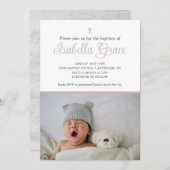 Invitation de baptême pourpre Dusty (Devant / Derrière)