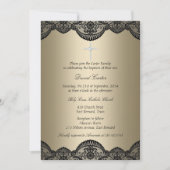 Invitation de baptême Pretty Lace Cross Gold (Devant)
