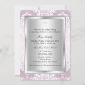 Invitation de baptême Pretty Pink Damask & Bow (Dos)