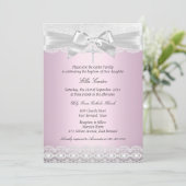 Invitation de baptême Pretty Pink Lace Cross (Debout devant)