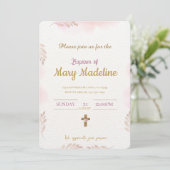 Invitation de baptême rose (Debout devant)