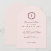 Invitation de baptême rose (Devant / Derrière)