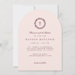 Invitation de baptême rose